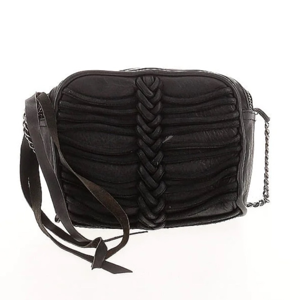 CLEOBELLA Leather Black Braided Crossbody Bag